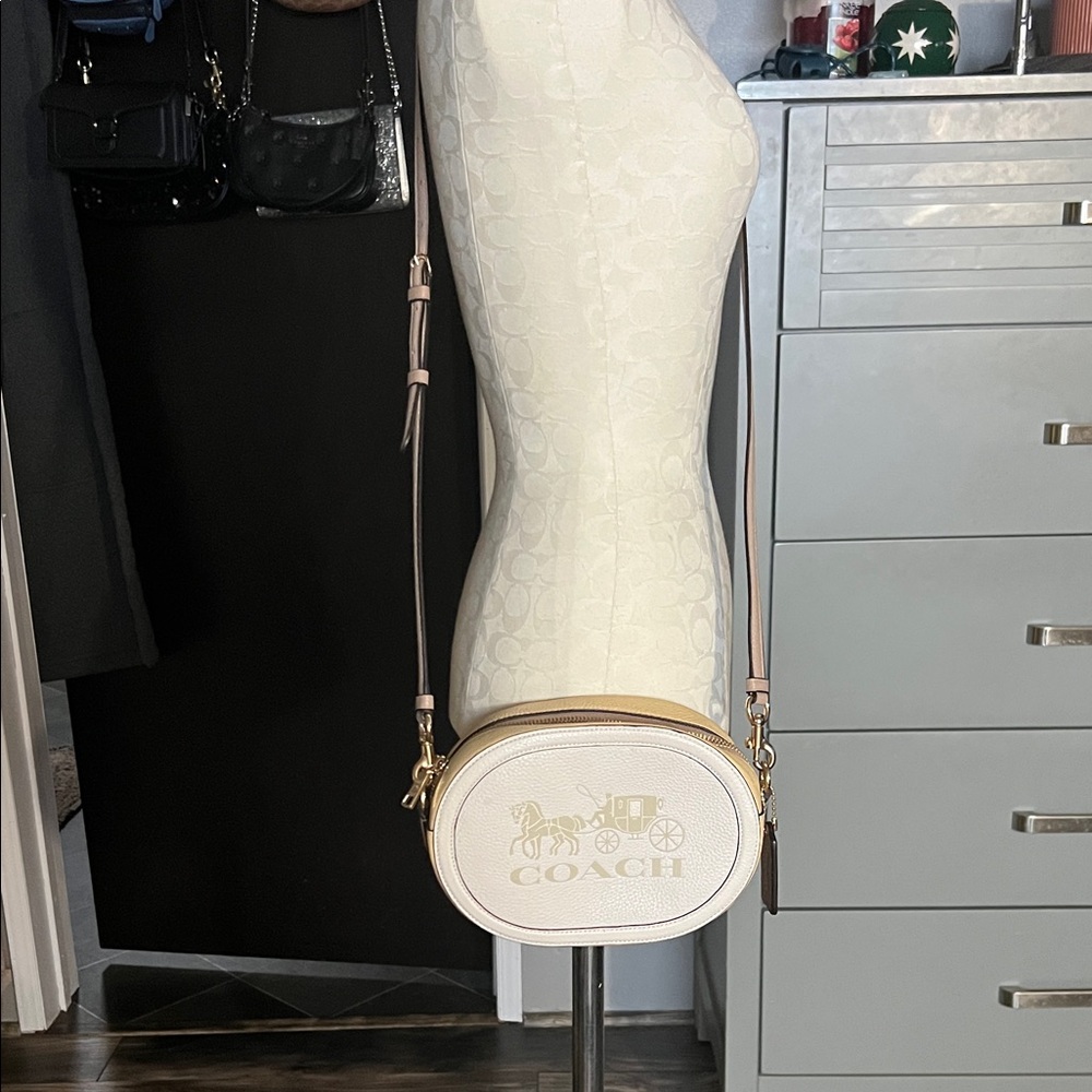Coach White and Tan Crossbody Bag